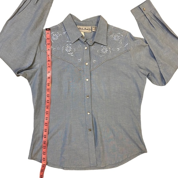 Vintage Adobe Rose Western Style Blue Shirt Ladies‎ Large - Picture 13 of 14